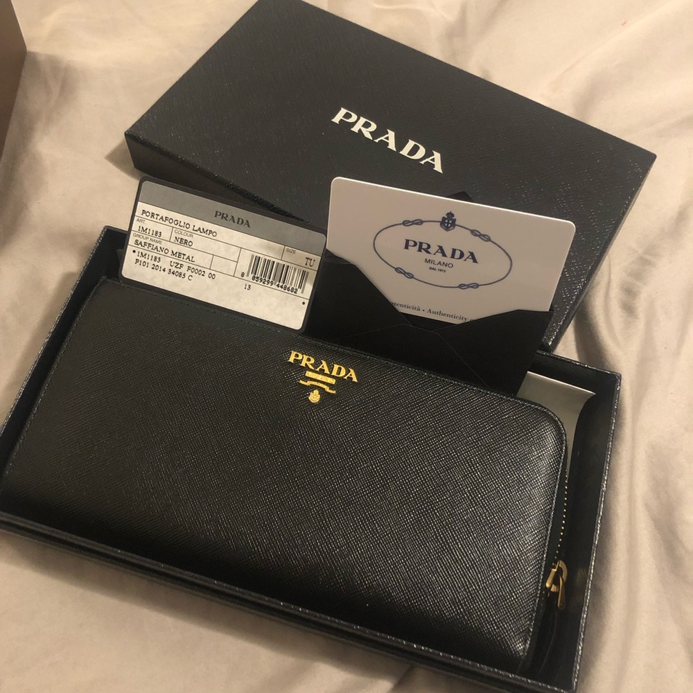 Prada Saffiano Zip Long Wallet